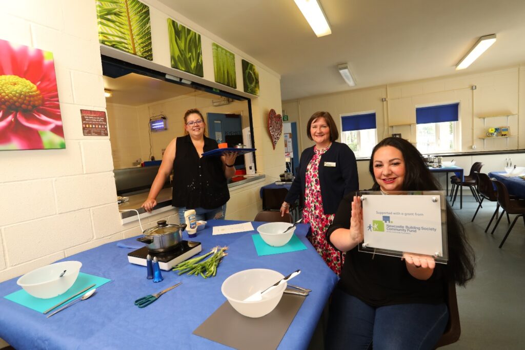 (from left) Katy Folan, enrichment coordinator at Cornerstone, Joanne Mercer, chief internal auditor at Newcastle Building Society and Amy Proud, centre operations manager at Cornerstone