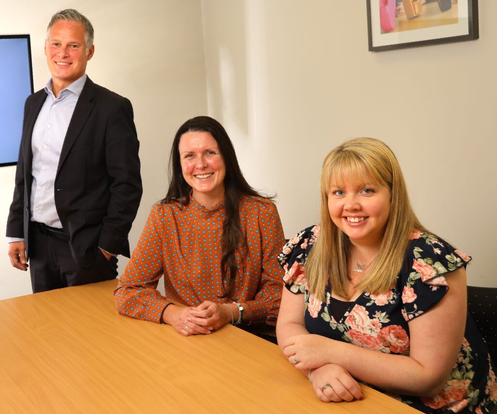 (from left) NEL Fund Managers chief executive Jonathan Luke with Susan Snowdon and Sarah Carr