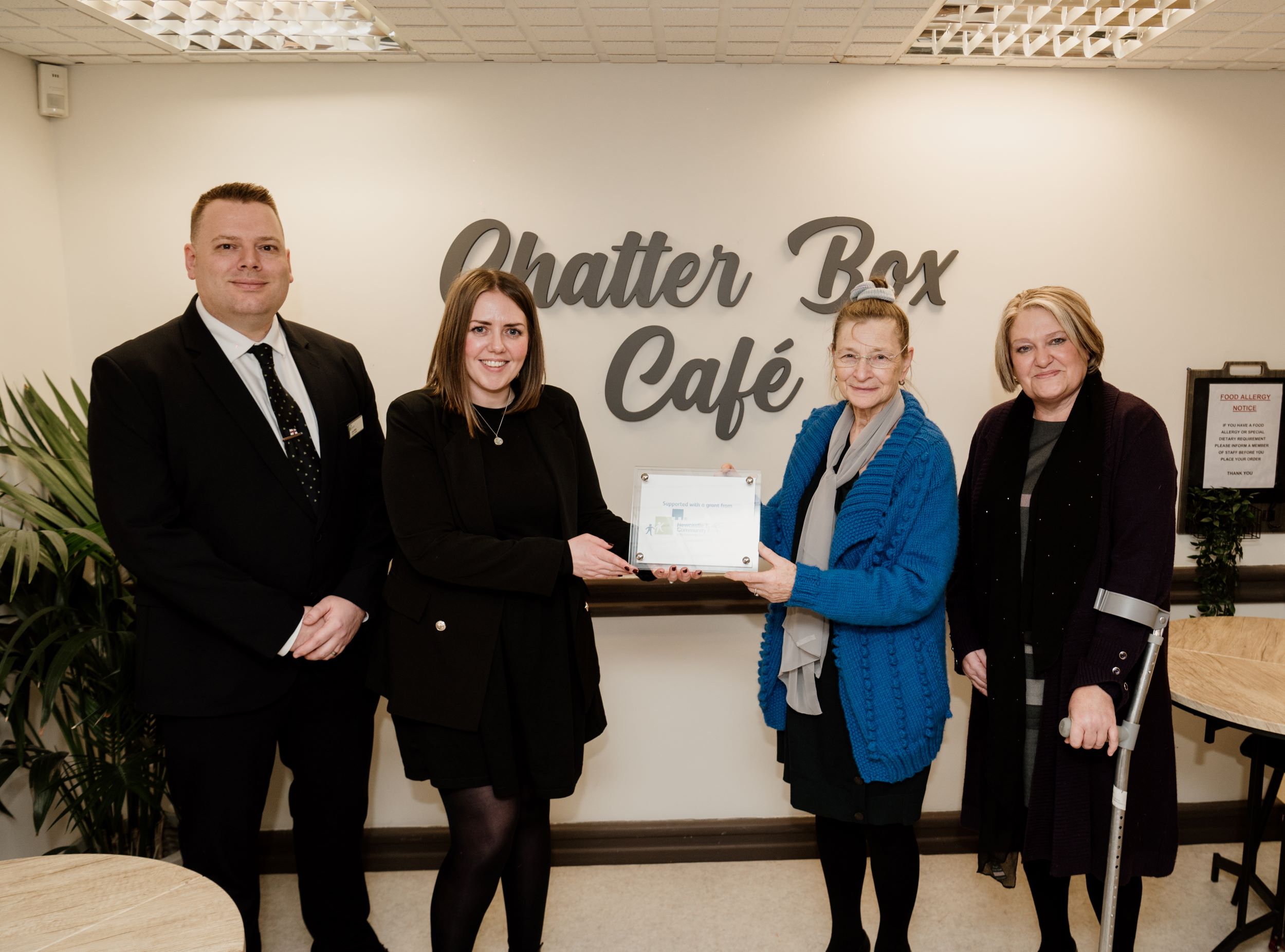 (from left) Suzanne Wood, head of compliance and conduct risk at Newcastle Building Society, and Lee Willis, manager at the Society’s Morpeth branch, with Vision Northumberland chair Mala Janes and chief officer Julie Boyack