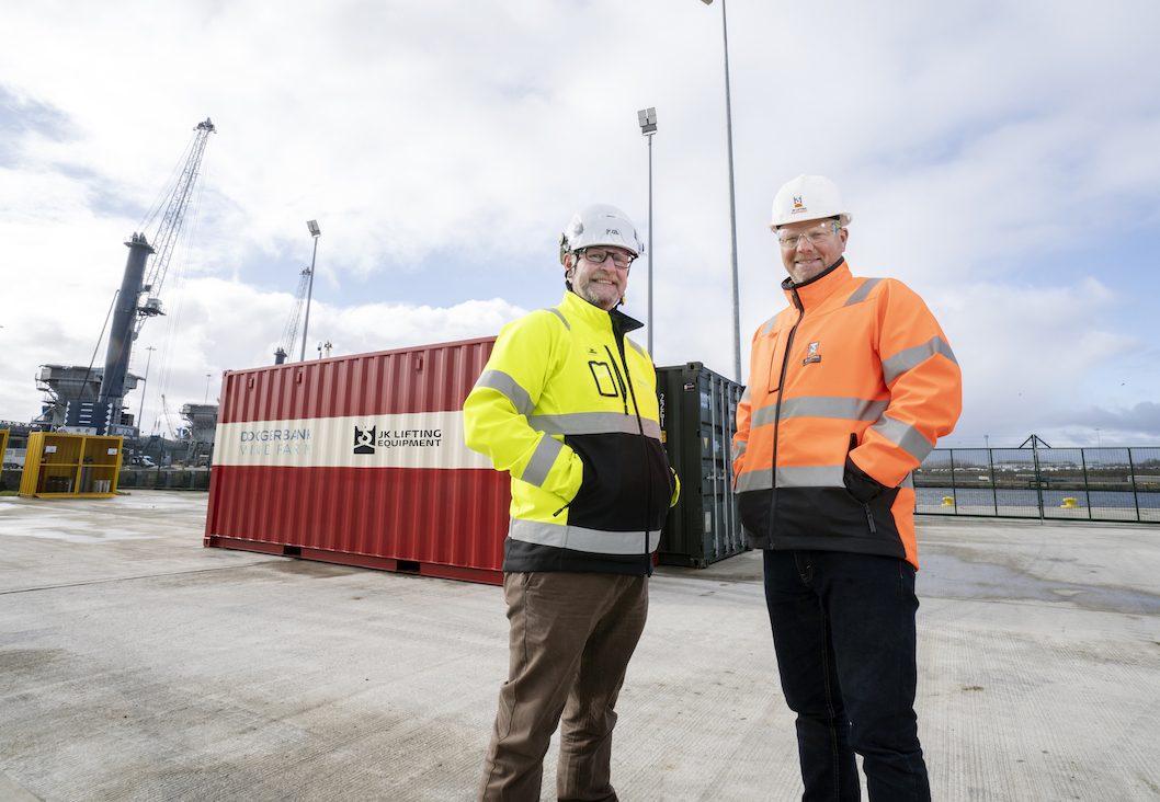 Image Caption: James McAlees, Marine Logistics Coordinator at Dogger Bank Wind Farm and    James Bright, Managing Director of JK Lifting Equipment.