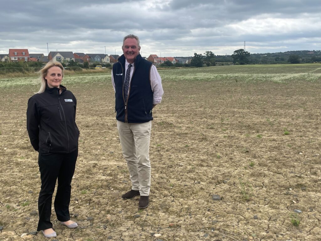 Gillian Reed, senior development manager at the Banks Group, with Graeme Bruce, managing director at youngsRPS, at the Kingston Village site