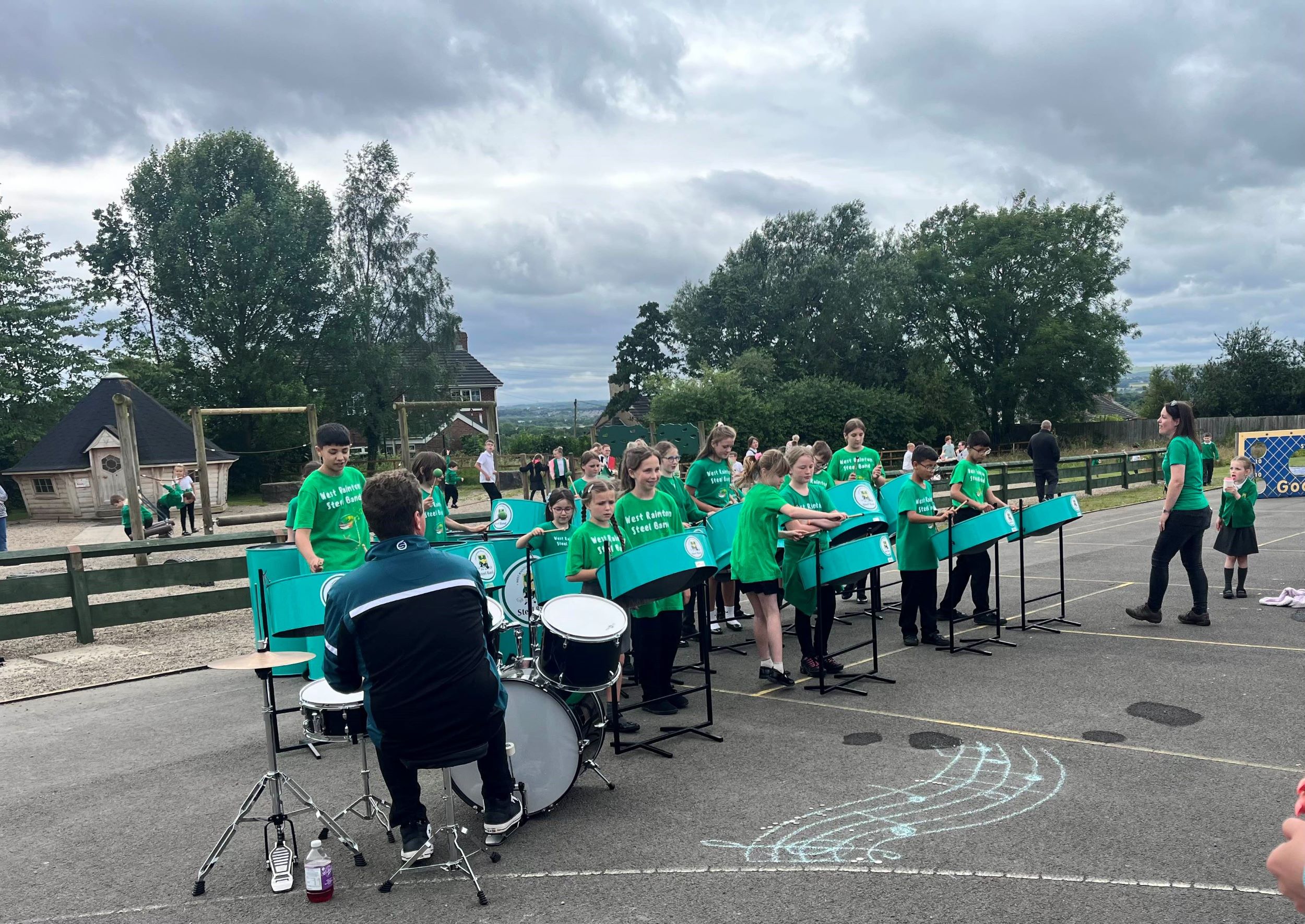 The West Rainton Primary School steel band in action