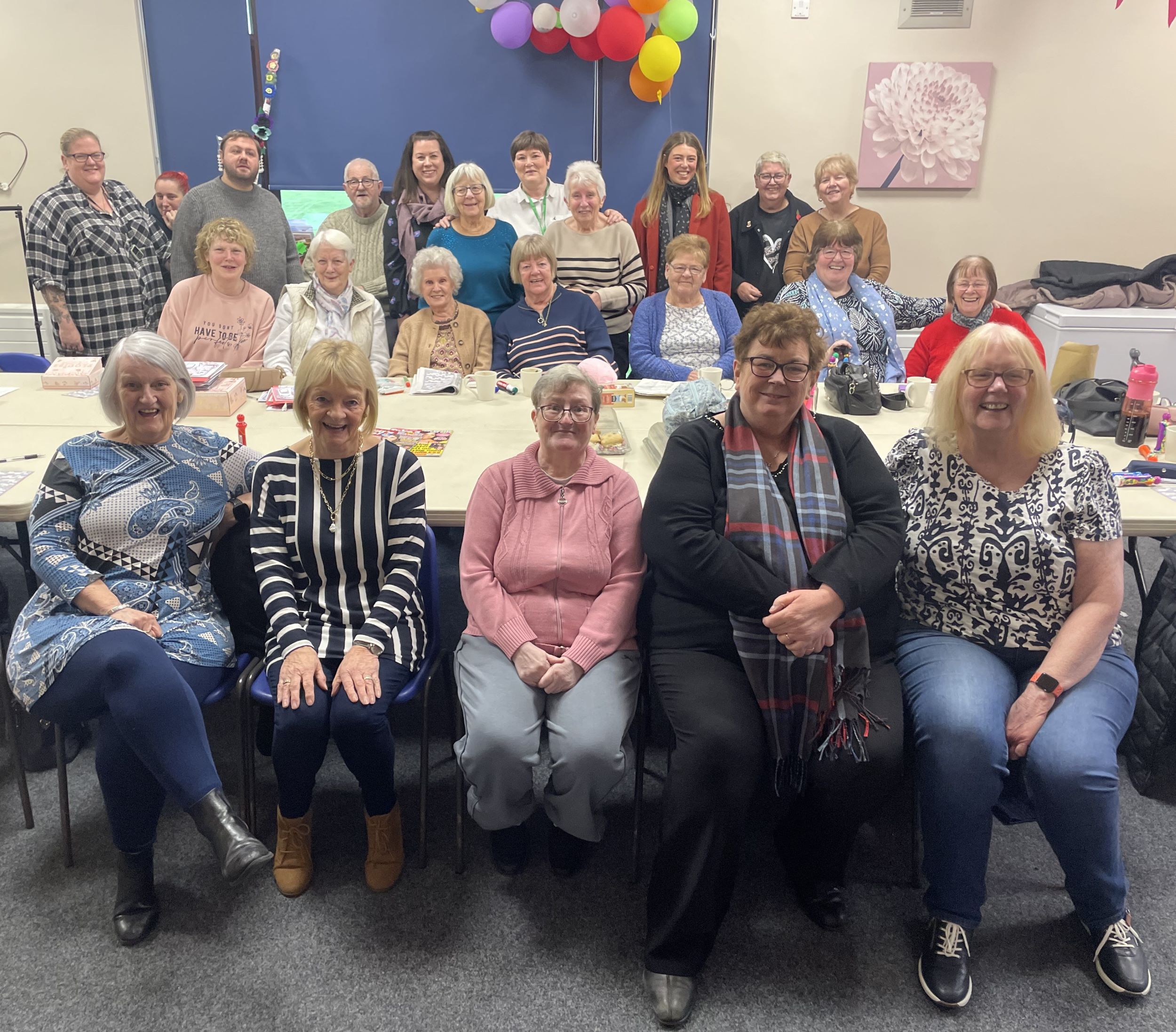 Members of the Jubilee Fields Community Centre groups with (back, centre) Lucy Hinds of the Banks Group and Lesley Bowes of the Jubilee Fields Community Association