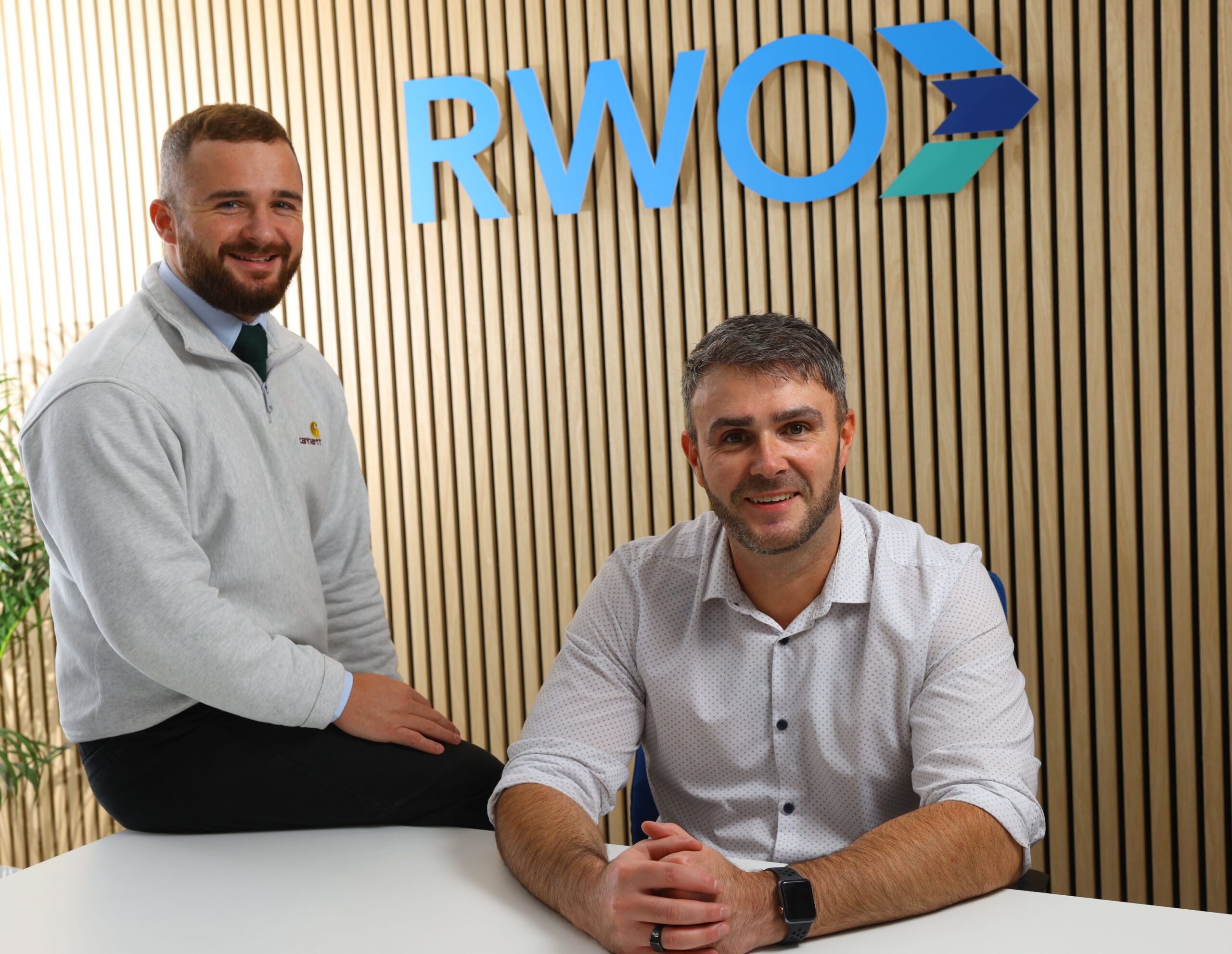 New starters at RWO North East are Andrew Doyle (sitting on table) Ben Gill (chair)