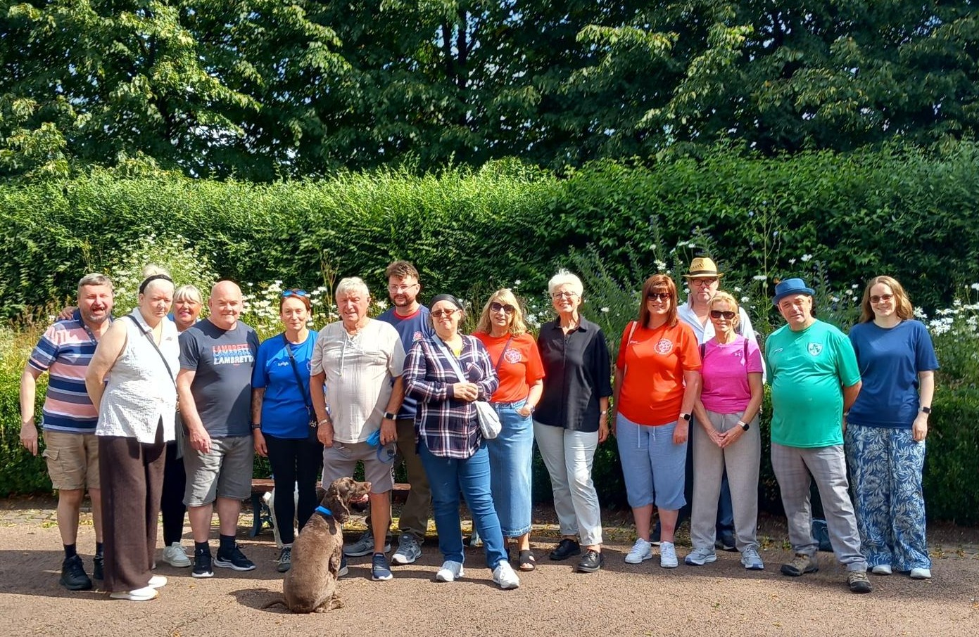 Members and leaders of one of Red Balloons' Walk & Talk groups, along with (centre, black shirt) Kate Culverhouse of the Banks Group