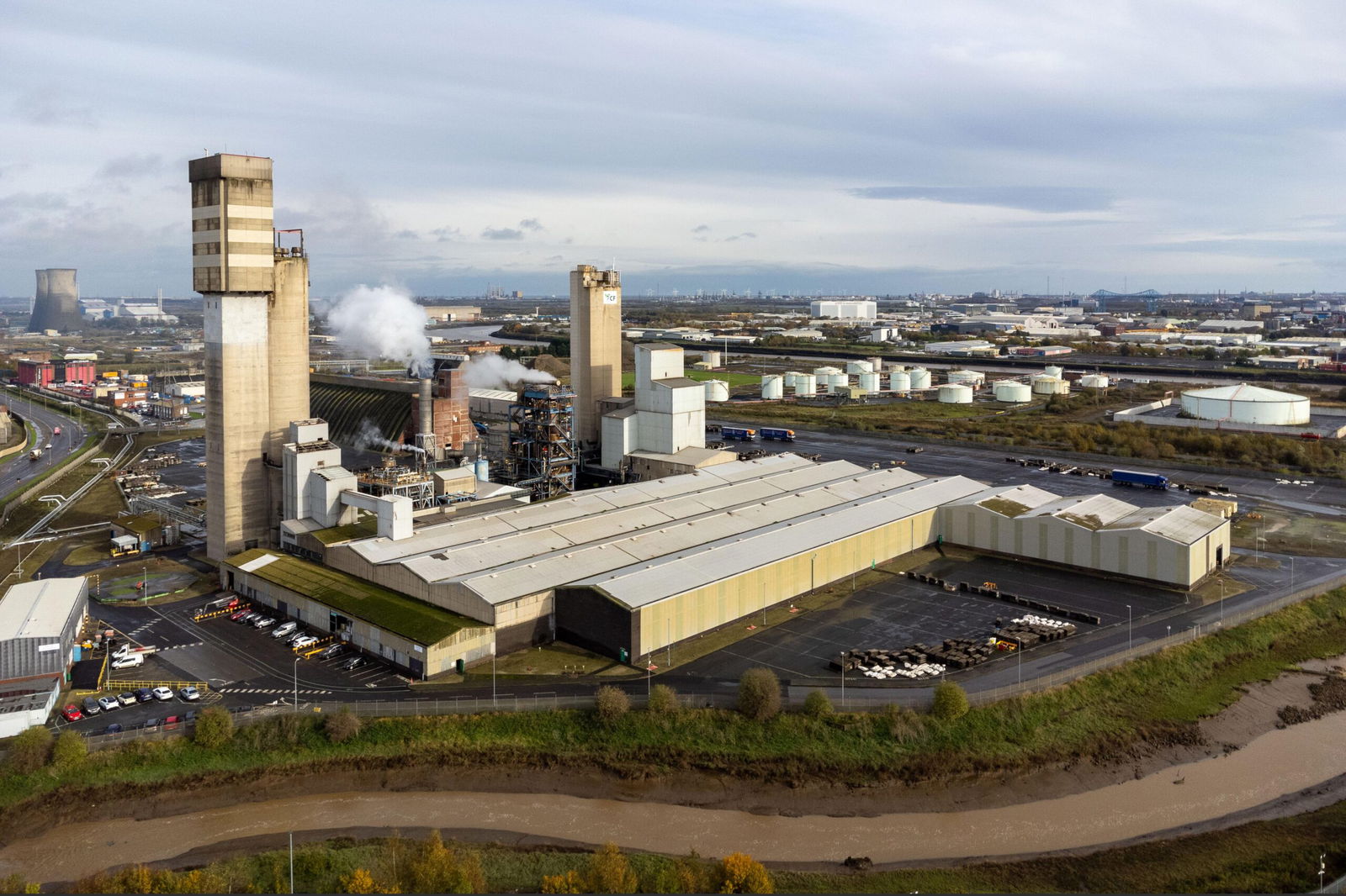 An aerial view of the Portrack site, a part of the Billingham Complex, with its unmissable Nitram tower.